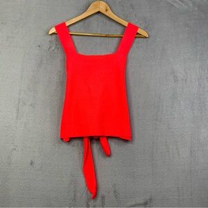 Anthropologie Knit Bright Orange Tank Top. Square Neck. Front Tie. Size XS.